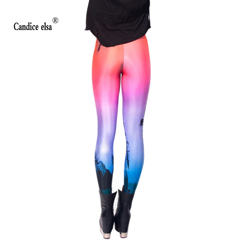 Candice Elsa женские Леггинсы эластичные леггинсы для фитнеса красные aurora borealis с