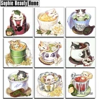 Алмазная Вышивка крестом 5D, полные наборы для алмазной живописи, алмазная Вышивка Животных, милые кошки в чашке, искусство для рукоделия 062906