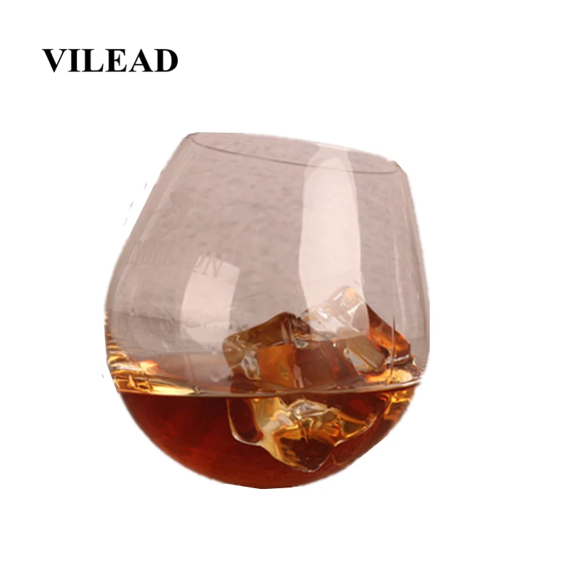 VILEAD 280 мл стеклянный с круглым дном прозрачный стакан для вина, бутылка для воды в европейском стиле, чашка для виски, бытовой бар, ручная выдувная бутылка