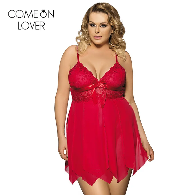 Comeonlover романтическое кружевное белье размера плюс 3XL/5XL красное babydoll RL80092 мягкое