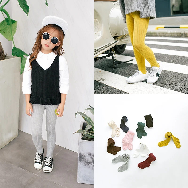 Осенние детские колготки конфетных цветов для девочек 2 12 лет Детские хлопковые