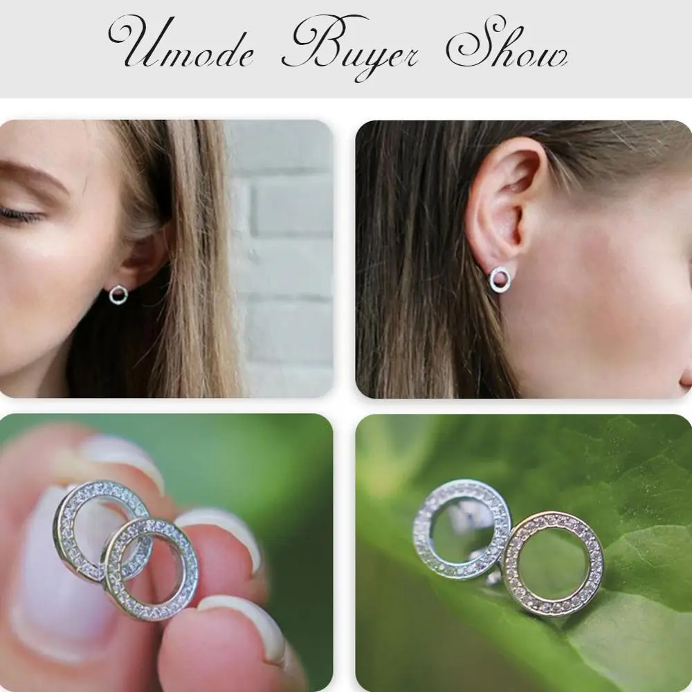 UMODE модные трендовые серьги-гвоздики с фианитом ААА + для женщин корейские