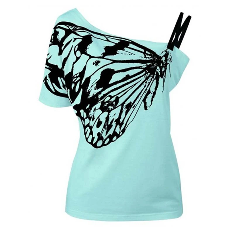 Блузка рубашка плюс размер бабочка один с плечом Сексуальная короткий рукав