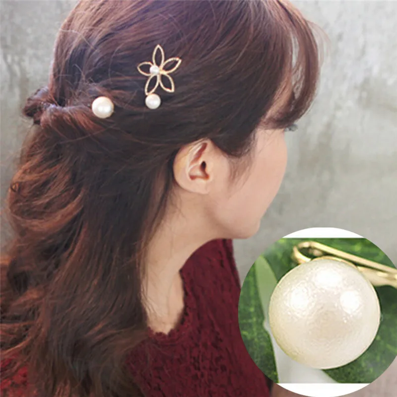 1 Набор = 3 шт. позолоченные украшения для волос жемчужные заколки с цветком