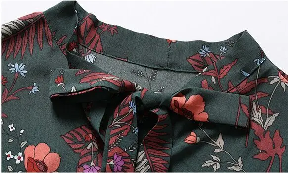 2017 O-Neck Spring Autumn High Quality Speaker Sleeves Vintage Dress Flower Floral Print Elegant Dresses | Женская одежда