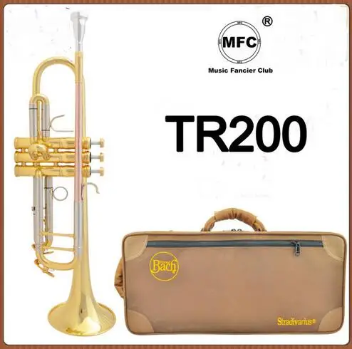 

Совершенно новая промежуточная модель Bb Trumpets TR-200 труба мундштук аксессуары чехол красный латунный Leadpipe