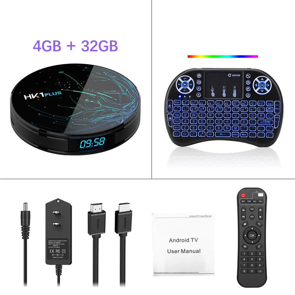 4G 32G i8 Blacklit 4 ГБ 64 ГБ Android 8,1 Smart tv BOX HK1 PLUS Amlogic S905X2 Dual Wifi BT4.0 USB3.0 H.265 4 K Youtube Google Voice Assistant HK1PLUS - Цвет: 4G 32G i8 Blacklit