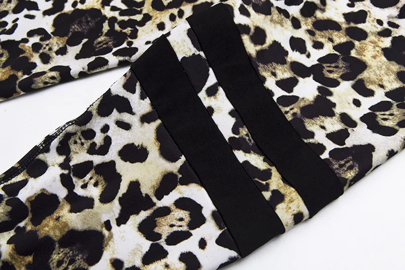 

2019 New Leopard Print Women Suit O Neck Splicing Sleeveless Vest and Tight Long Pants Sexy Two-Piece Exercise 2 Color Women Set