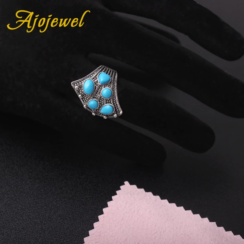 Ajojewel бренд персонализированные ювелирные наборы коралловый стиль Винтажный светильник синий ожерелье серьги и кольцо для женщин