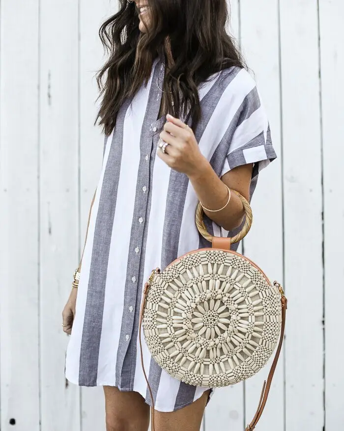 Новое Женское летнее платье-рубашка свободные короткие платья в полоску с