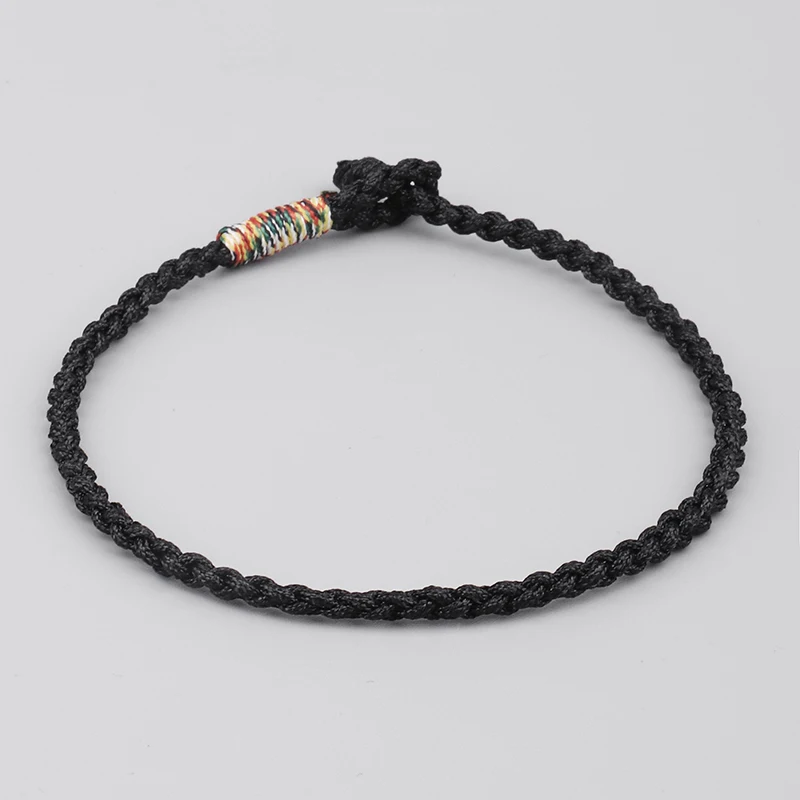 Love Lucky Charm Bracelets& Bangles For Women Tibetan Buddhist Hand Braided Knots Black Silver Rope Bracelet Men
