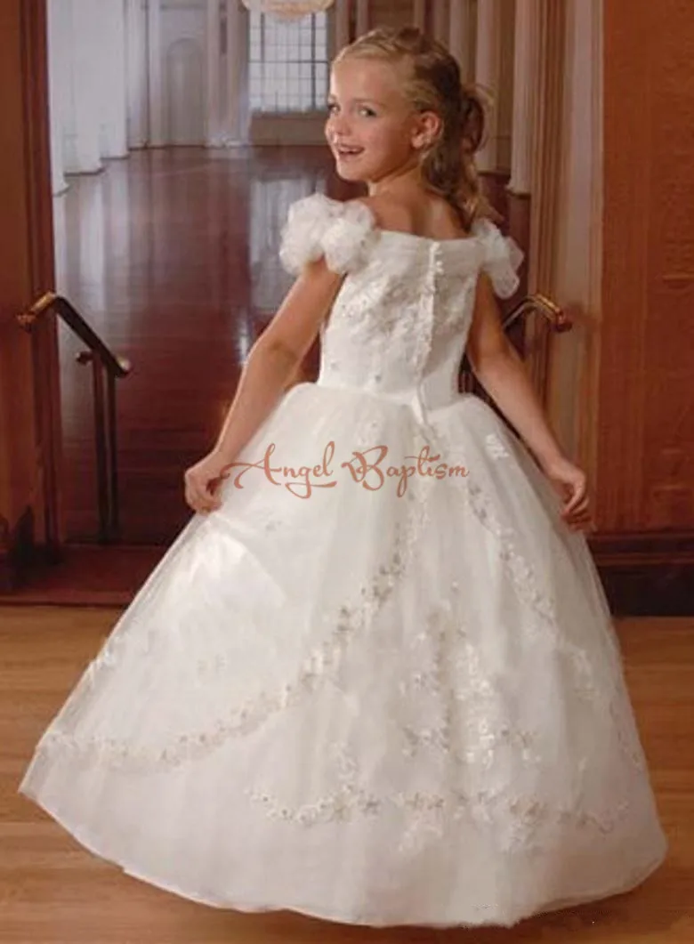 Пышное Бальное платье белого цвета/цвета слоновой кости с бусинами кружевные