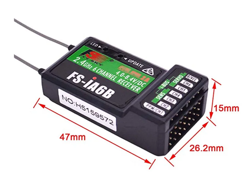 Приемник Flysky FS-iA6B приемник 2 4G 6CH i-BUS PPM с антенной совместимый FS-i4 FS-i6 FS-i10 FS-GT2E FS-GT2G |