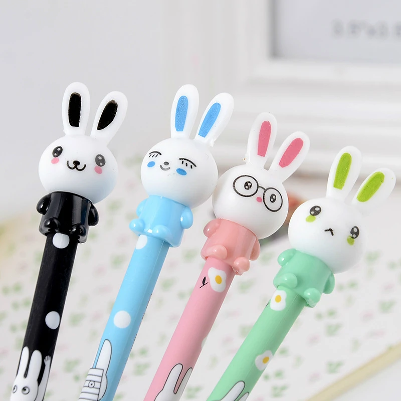 4pcs per lot Harphia 4 шт./лот ручка с кроликом гелевая ручка для творчества Милая роликовая ручка прекрасный японский кролик 0,38 мм шариковая ручка гладкое написание Kawai - Цвет: 4pcs per lot