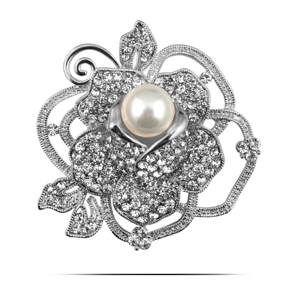 2017 новая мода горный хрусталь жемчуг роза цветок броши корсаж личность булавка