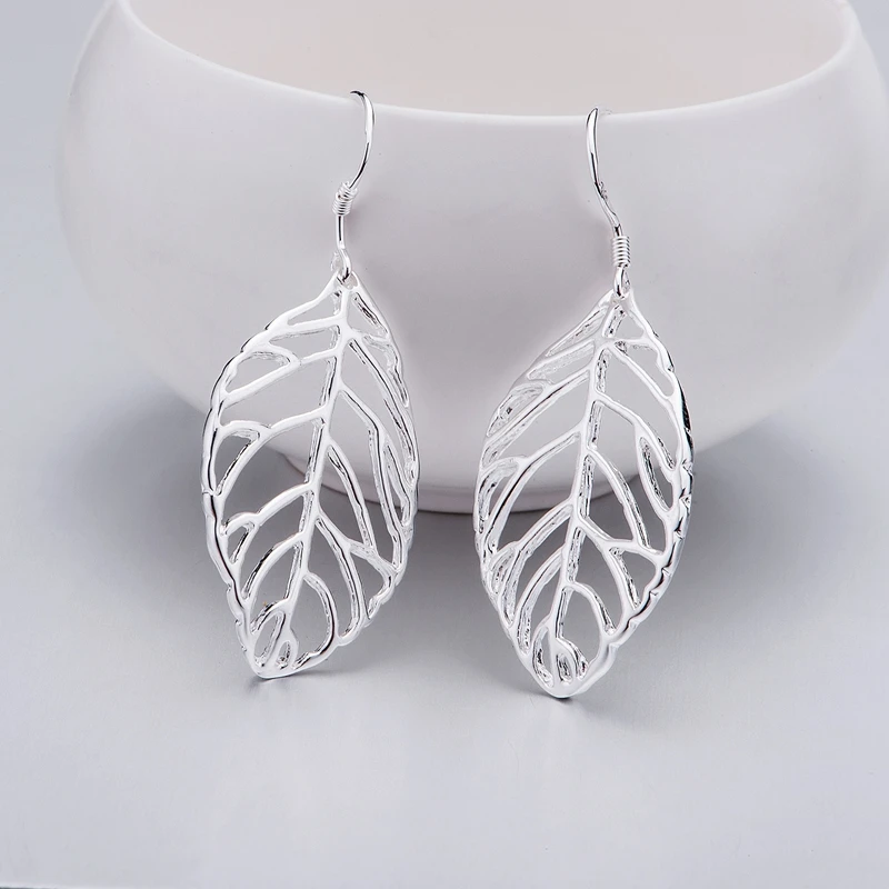 Silver Plated earrings fashion jewelry leafy floristic fresh /cguakyba dycampja LQ-E247 | Украшения и аксессуары