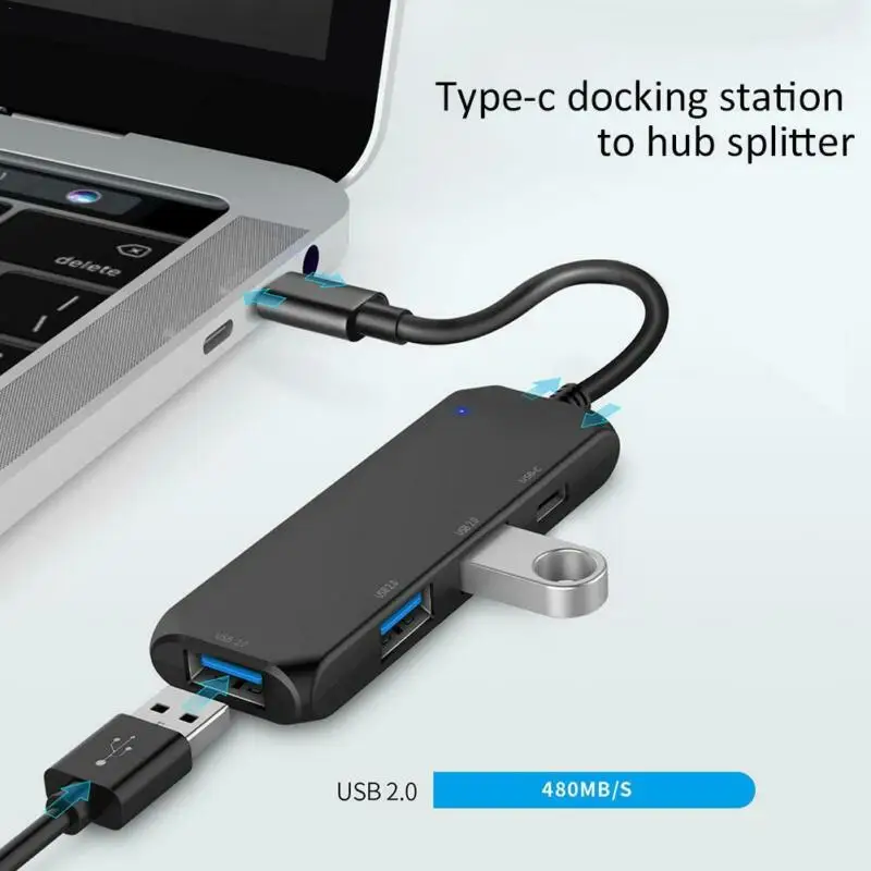 4 в 1 адаптер концентратор кабель типа C для телефона USB 2 0 Apple Macbook портативный