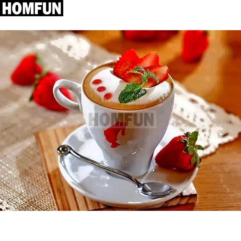 Набор для алмазной вышивки кофейная чашка HOMFUN картина из квадратных и круглых