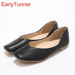 brand new hot sale brown black pink square women nude flats lady comfortable casual shoes eh75 plus big small size 30 50 10 13 free global shipping