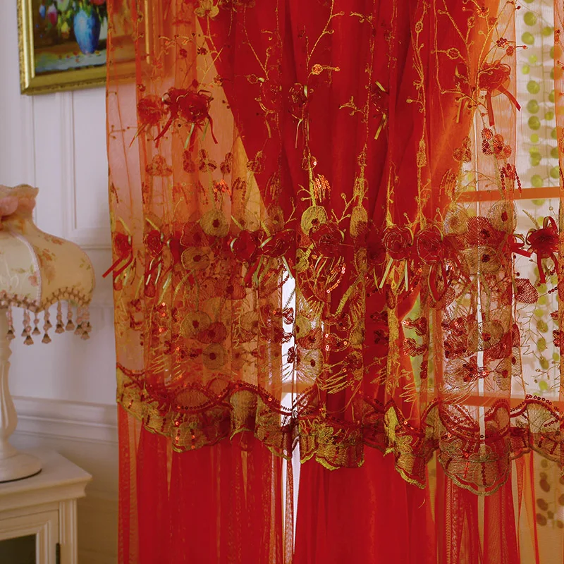 Занавески на заказ высококачественные китайские Из Красного кружева для