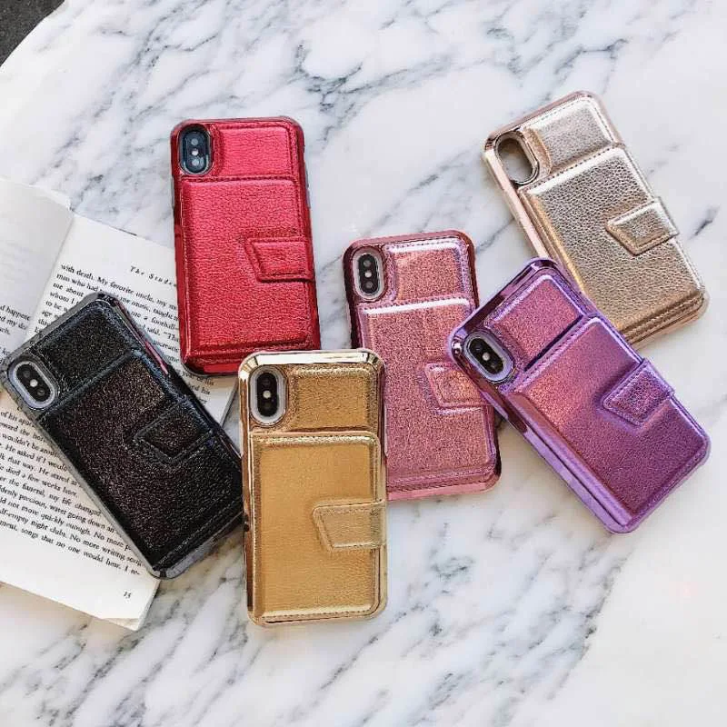 

Lxuruy Mirror Solid Color Wallet Phone Cases For iPhone X XS MAX XR 6 6s 7 8 Plus Flip Leather Cases For Samsung S10 Plus S10E