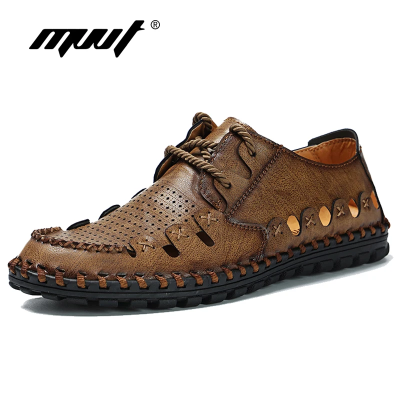 Comfortable Loafers Men Summer Shoes Casual Split Soft Leather Flats Hot Sale Moccasins Hollow | Обувь