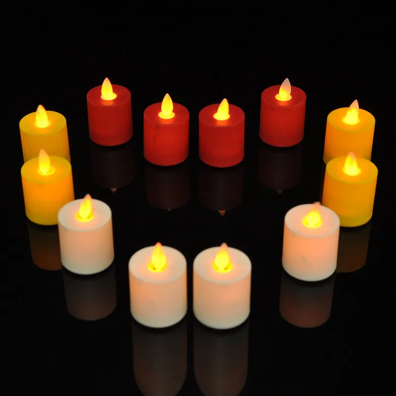 12 шт. чайсветильник ча беспламенная Светодиодная свеча Мерцающая фитиль