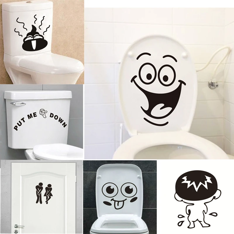 Funny Smile Toilet Wall Stickers Bathroom Home Decor Waterproof Decals Vinyl Decorative Mural Art Diy Posters | Дом и сад
