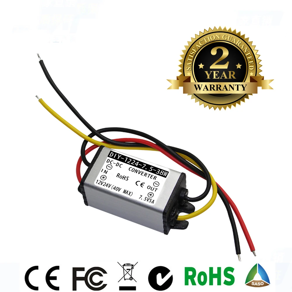 

DC 12V 24V (9V-40V) TO 7.5V 5A 38W Waterproof DC Converter Regulator buck Module CE ROHS