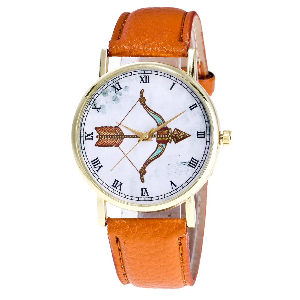 Новые модные кварцевые часы мужские с узором Цвет кожаный ремешок Циферблат