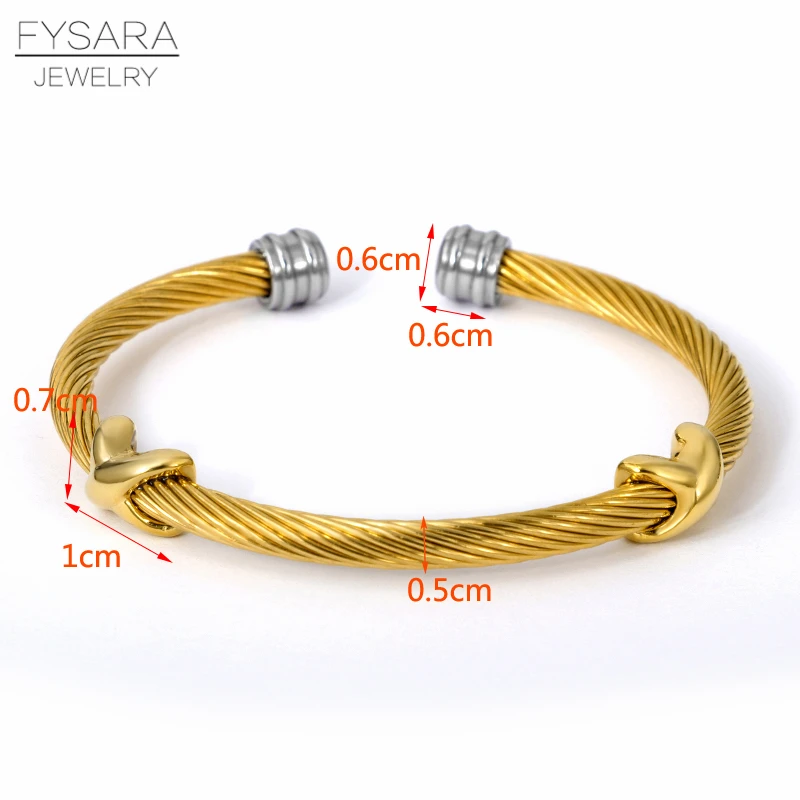 FYSARA леди крест браслет Очаровательная нержавеющая сталь полоса кабель проволока