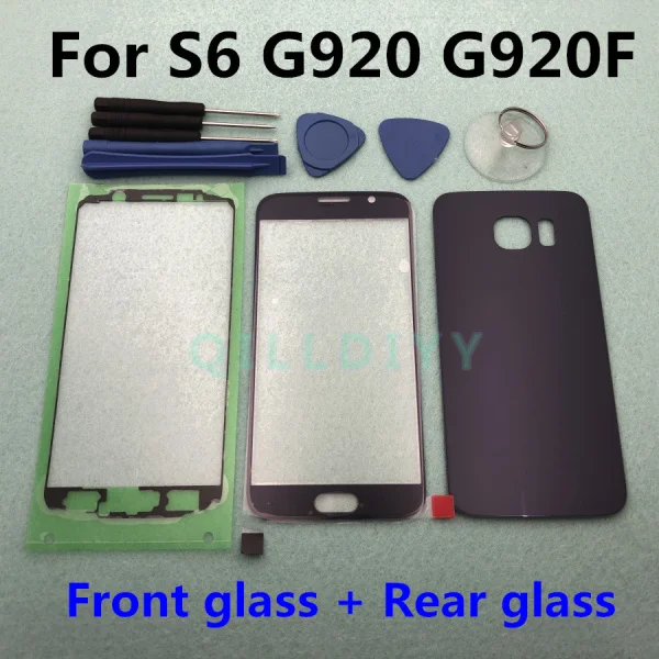 For S6 Dark blue S6 спереди Экран Стекло объектив+ задняя крышка аккумулятора задней стороны специально для Корпус для Samsung Galaxy S6 G920 G920F SM-G920F Замена - Цвет: For S6 Dark blue