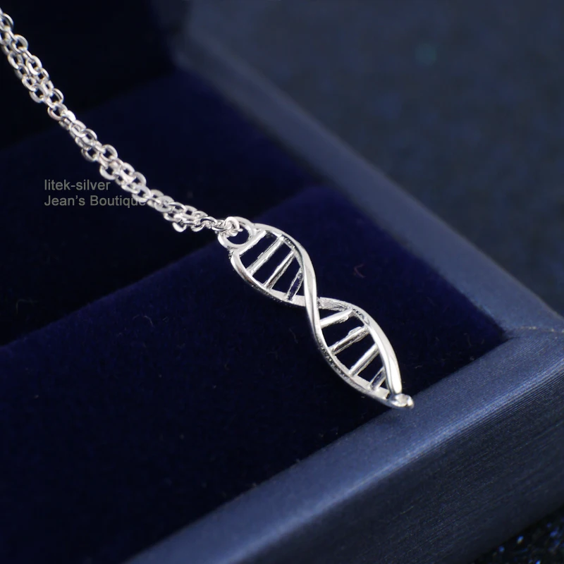 S92 ожерелье с подвеской из твердого стерлингового серебра SIL Biology Genomics DNA для