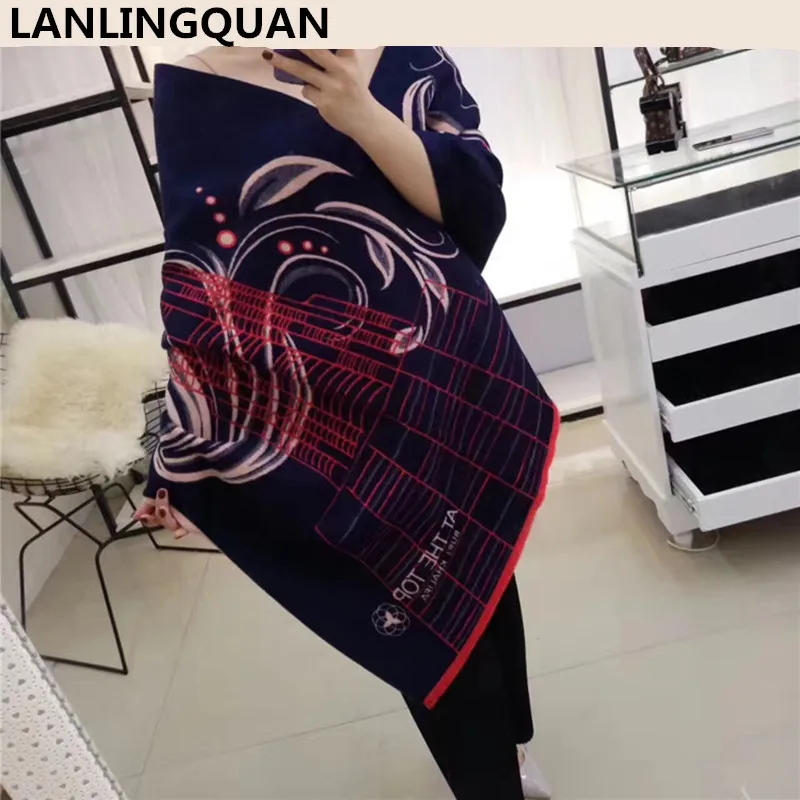 Кашемировый шарф Новинка 2017 зданий зимние теплые матовый двойной жаккард