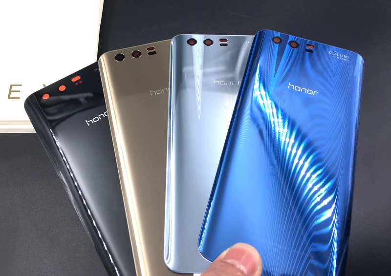Для huawei Honor 9 Задняя стеклянная крышка батареи Задняя Дверь Корпус чехол панель Задняя стеклянная крышка Замена Прозрачный/сапфировый синий