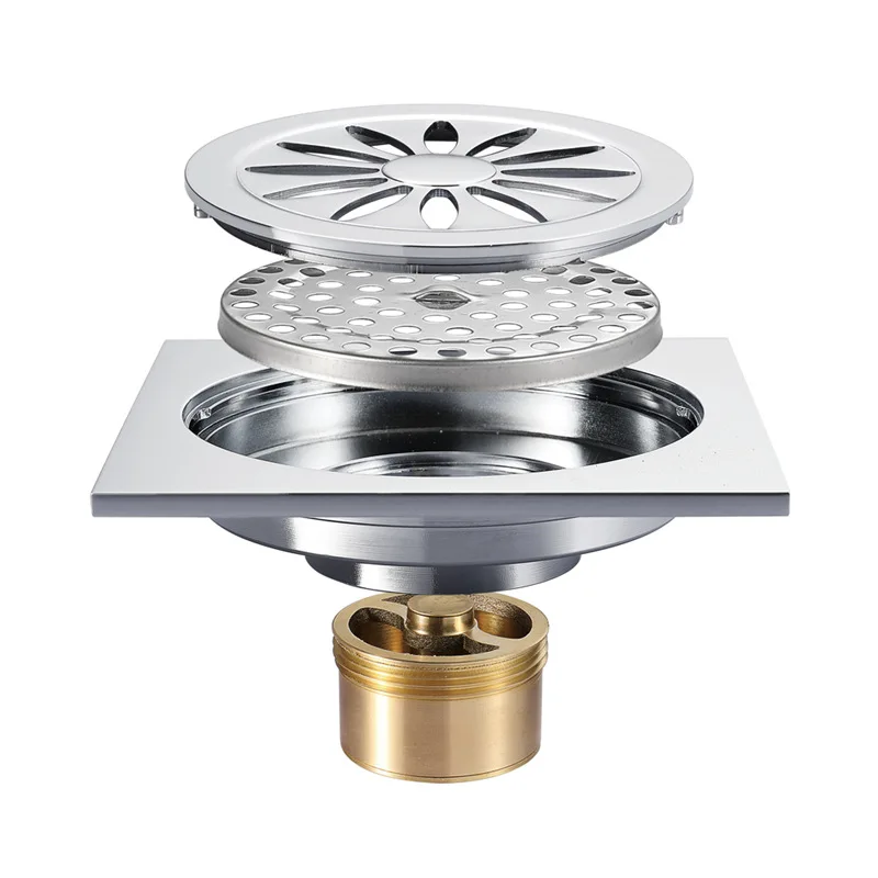 High Quality Brass Shower Kitchen Floor Drain Anti-odor Deodorization Type Square Bathroom | Обустройство дома