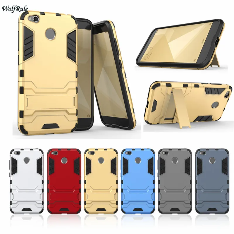 

For Phone Case Xiaomi Redmi 4X Case Silicone & Plastic Stand Mobile Phone Bag Case For Xiaomi Redmi 4X Cover 5'' WolfRule