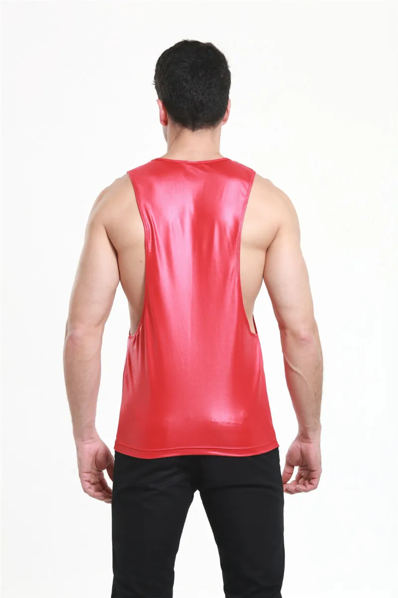 S/M/L Мужской жилет из искусственной кожи черный красный топ на бретелях для мужчин