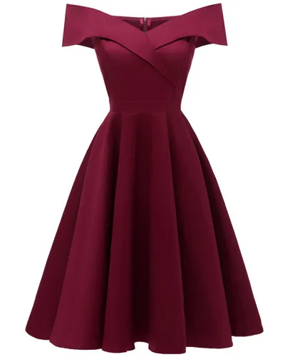 Wine red CD1635# сатин дрель винно-красного/темно-синего цвета цвет синий, черный; Большие размеры 34–43 короткие вырез лодочкой, для подружки невесты, платья wessing праздничное платье для девочек, платье на выпускной, платье, леггинсы с изображением - Цвет: Wine red