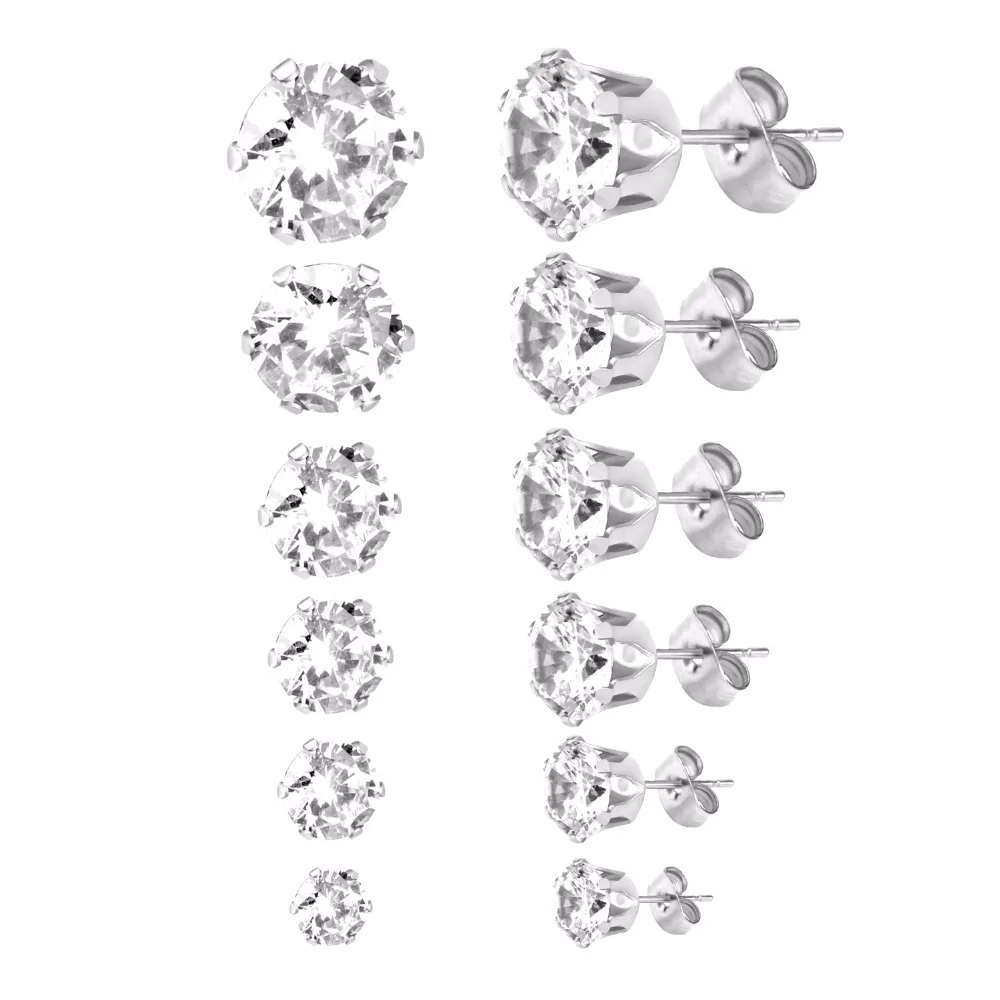 LUXUKISSKIDS pendientes 10 пар/лот, маленькие серьги-гвоздики, набор, 3-10 мм, круглая CZ серьга с рождественской тематикой из нержавеющей стали для женщин