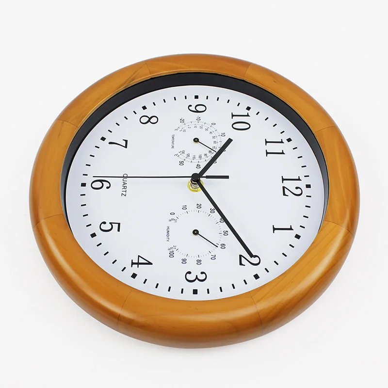 Настенные часы-термометр бесшумные настенные украшения из дерева для гостиной |