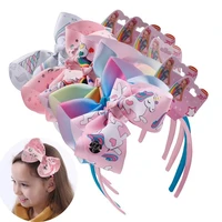 6 jojo hair bows fashion cartoon headband boutique rainbow printed handmade ribbon hairbands children girl hair accessories