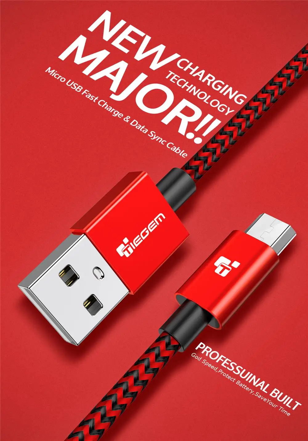 Нейлоновый Micro USB кабель TIEGEM 3A Быстрая зарядка USB синхронизация данных мобильный телефон Android адаптер зарядное устройство кабель для samsung sony htc LG