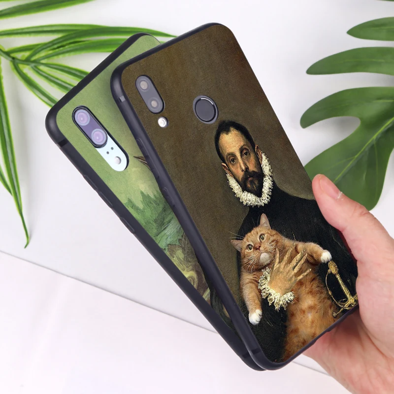 Забавный Мягкий силиконовый чехол для телефона Mona Lisa Pat Cat с художественной