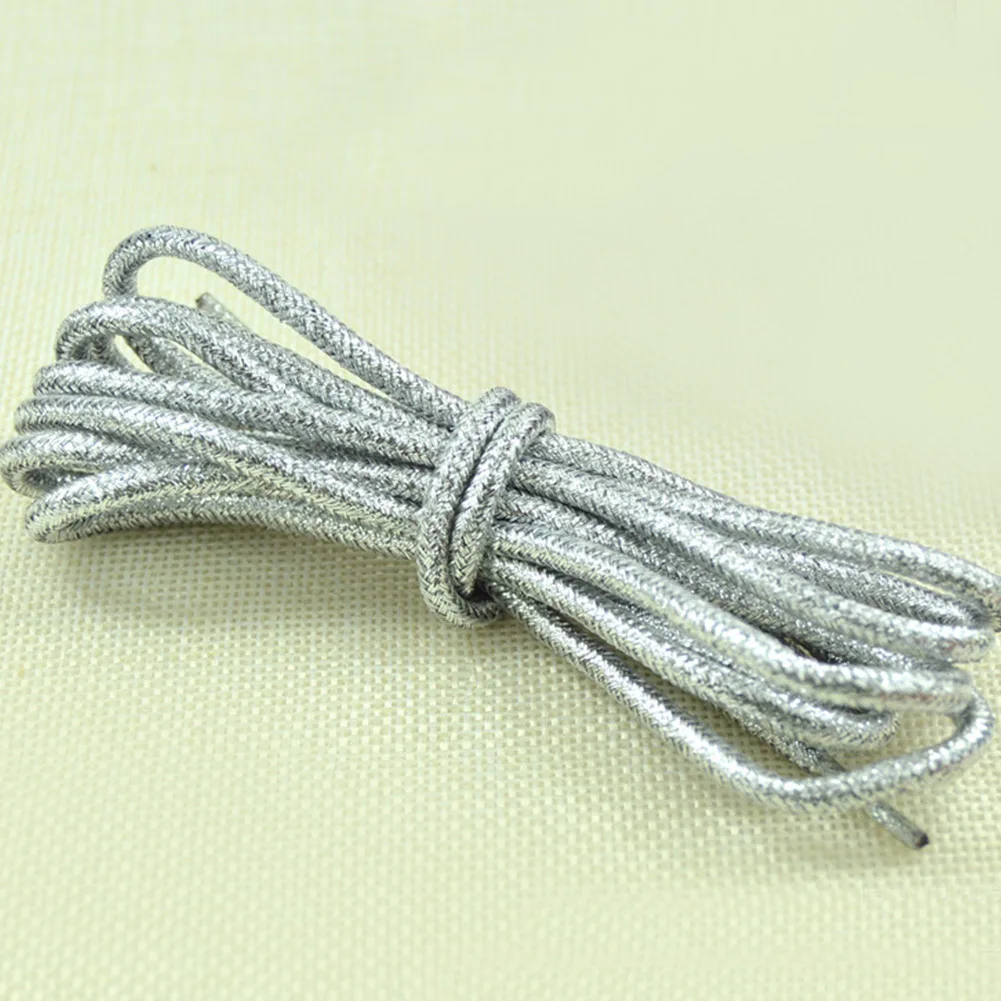

Fashion 1Pair 115cm Reflective Round Shoelaces Gold Light Shoes Laces Martin Boots Shoes Strings 15 colors