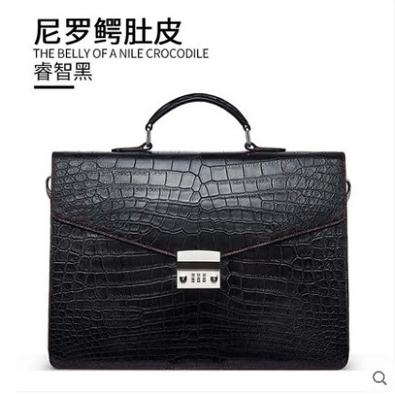 

gete crocodile Briefcase man manual Nile alligator belly man bag burglar lock handbag single shoulder bag