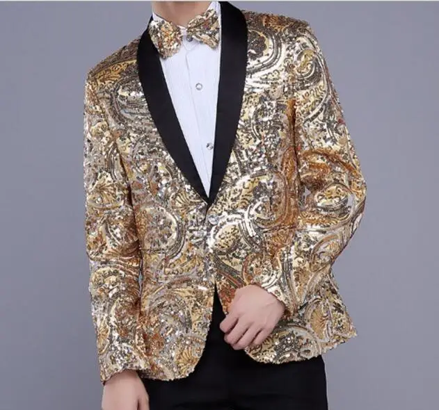 Блейзер с желтыми и красными блестками для ведущей модное свадебное платье