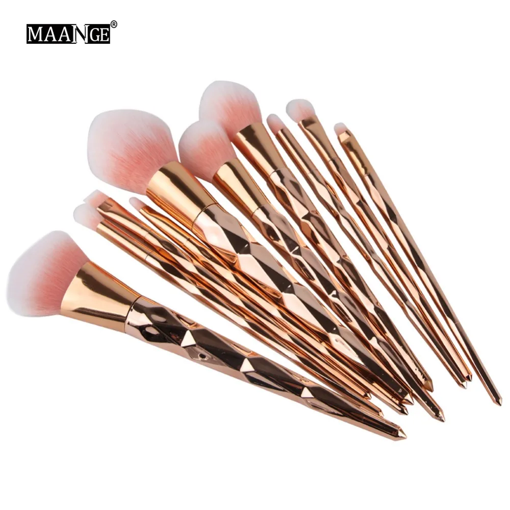 MAANGE 10 шт. розово-Золотые кисти для макияжа тени Пудра основа век бровей