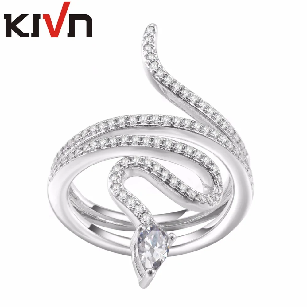Модные ювелирные изделия KIVN змея нежная закрепка фианита Свадебные обручальные