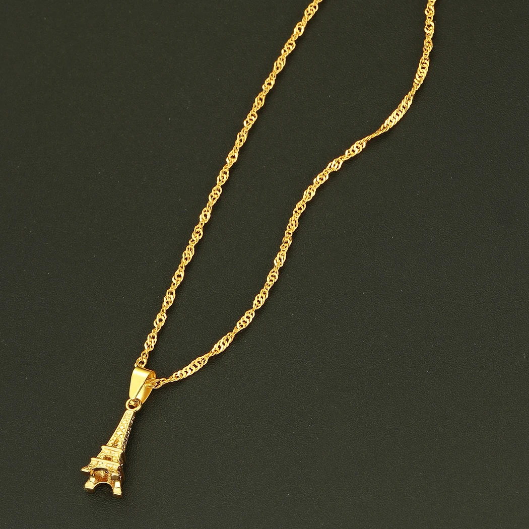 Chereda Petite Eiffel Tower Necklace for Women French Lovely Anniversary Sweet Valentine's Gift Gold Pendants | Украшения и